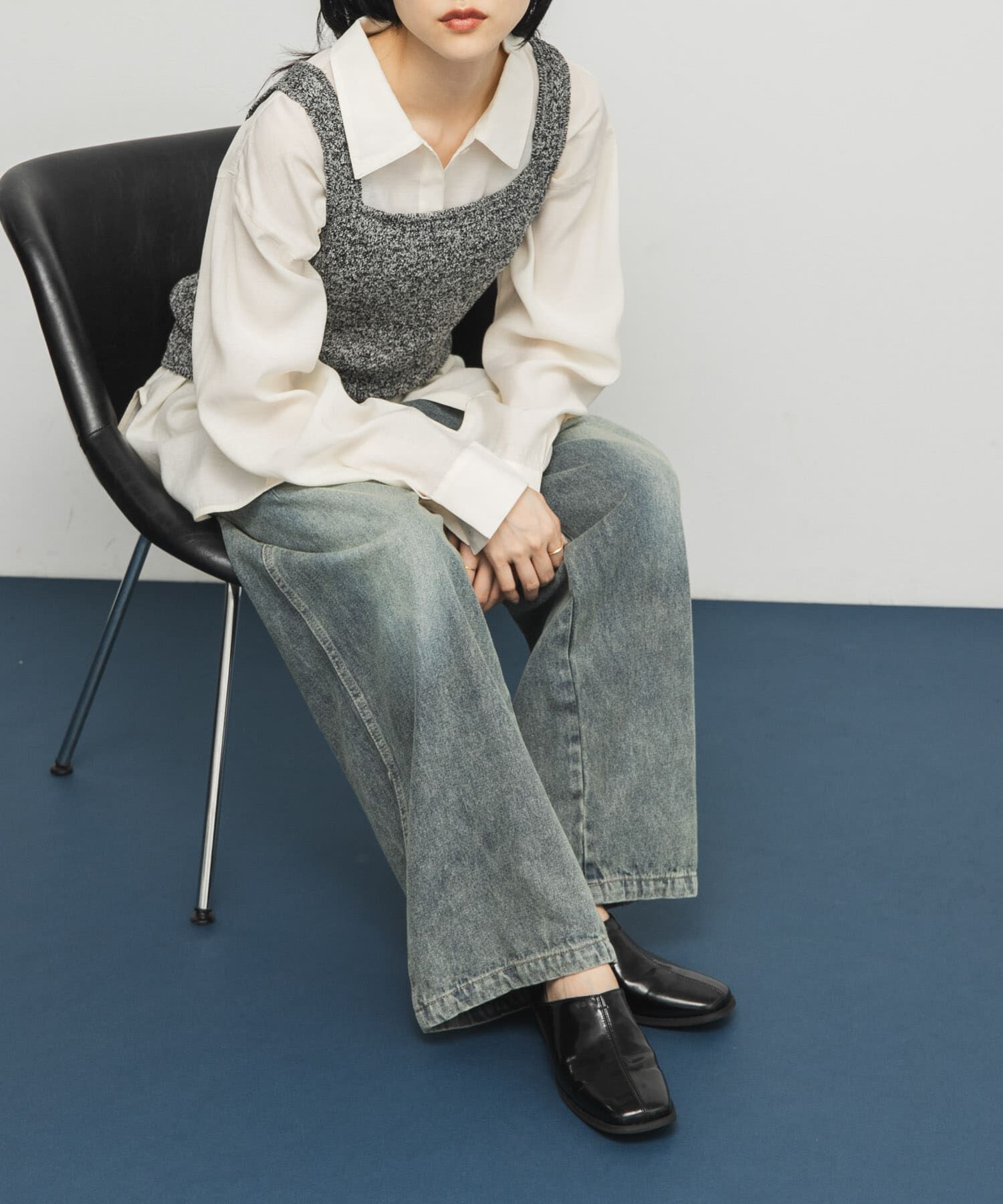  「センターステッチスクエアトゥスライドシューズ」|その他|