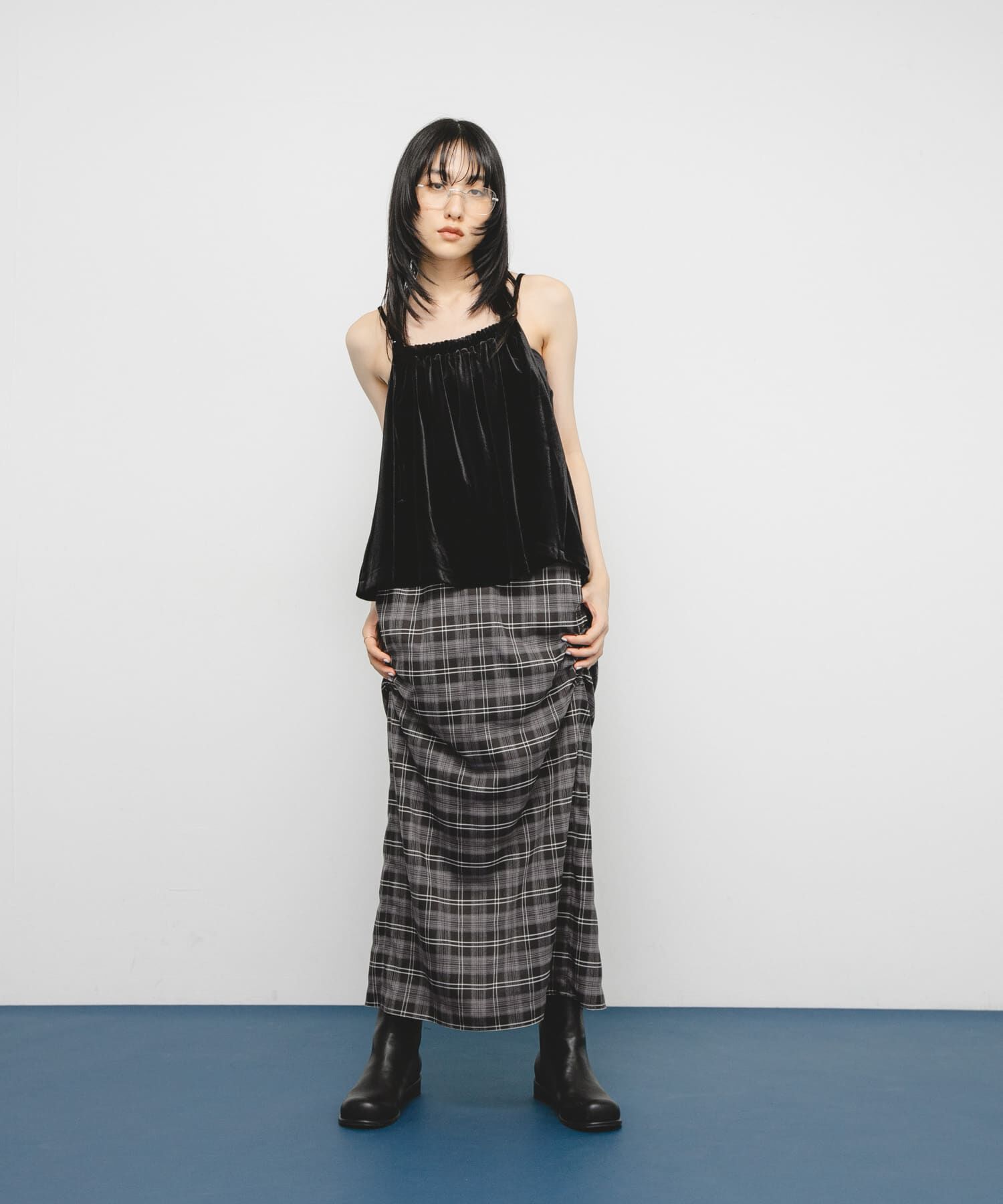  「サイドデザインチェックスカート」|スカート|