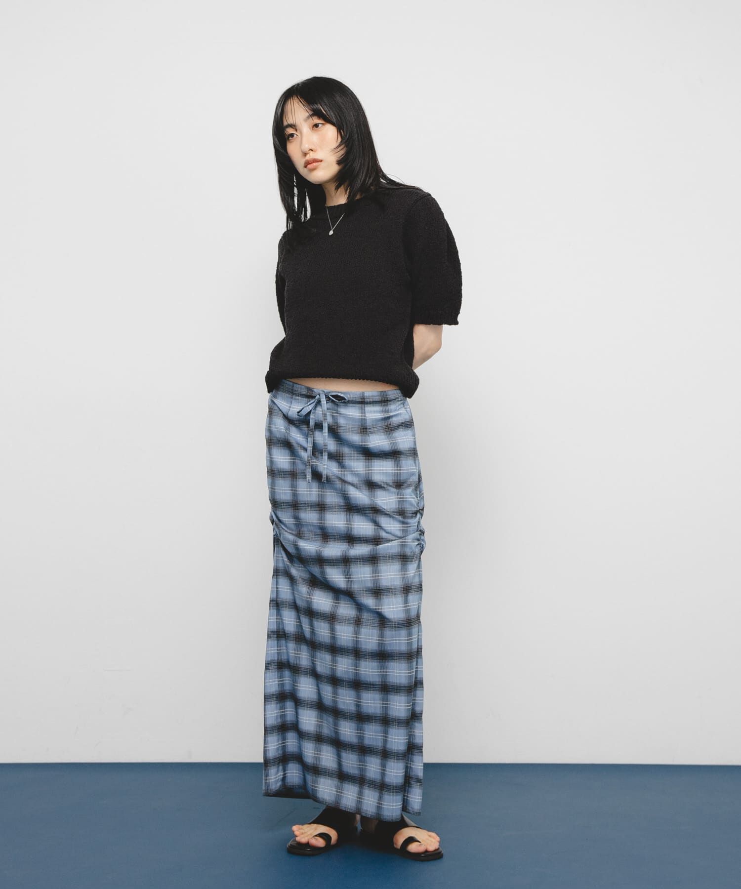  「サイドデザインチェックスカート」|スカート|