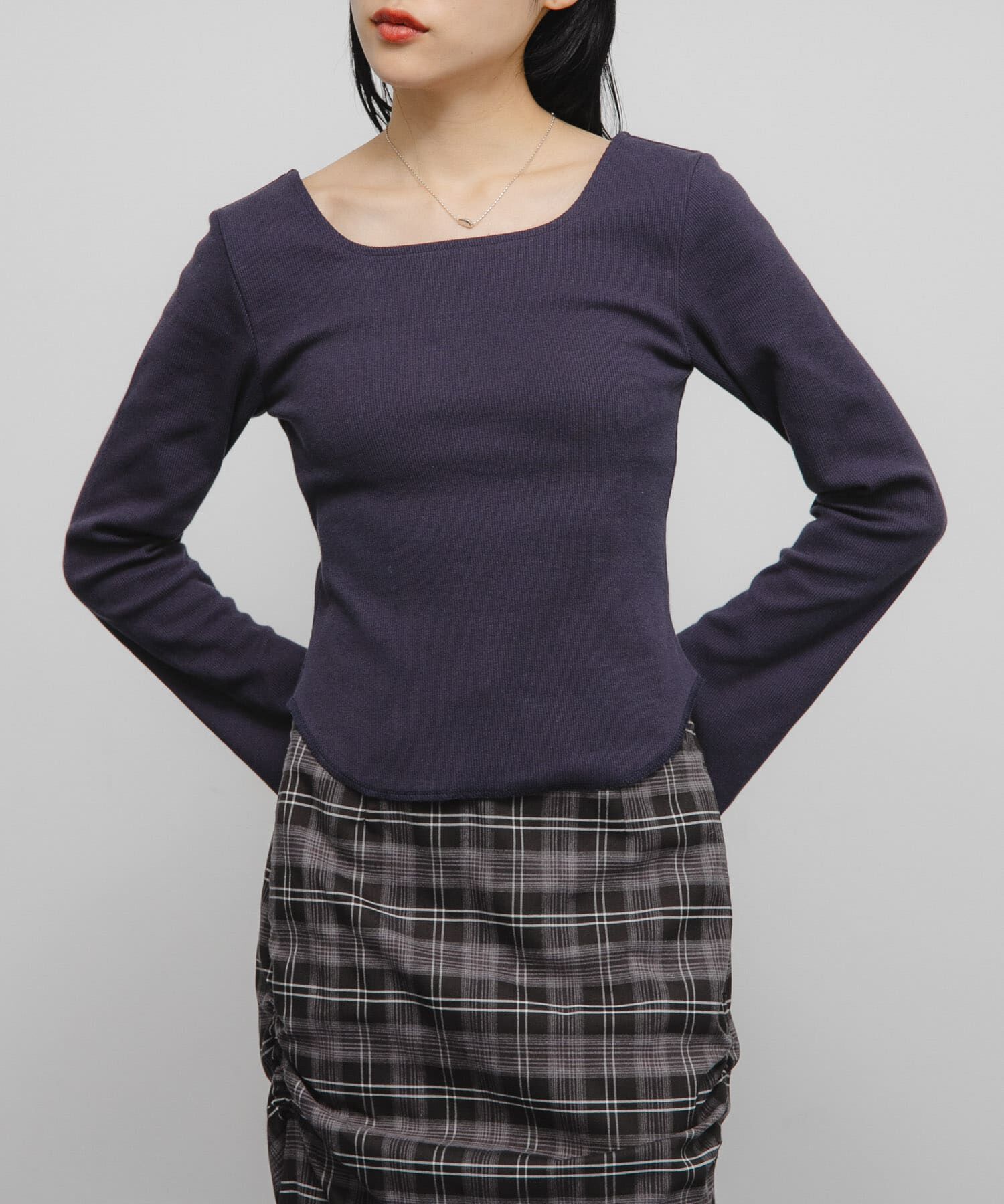  「バックオープンカップ付ロンTEE」|Tシャツ・カットソー|