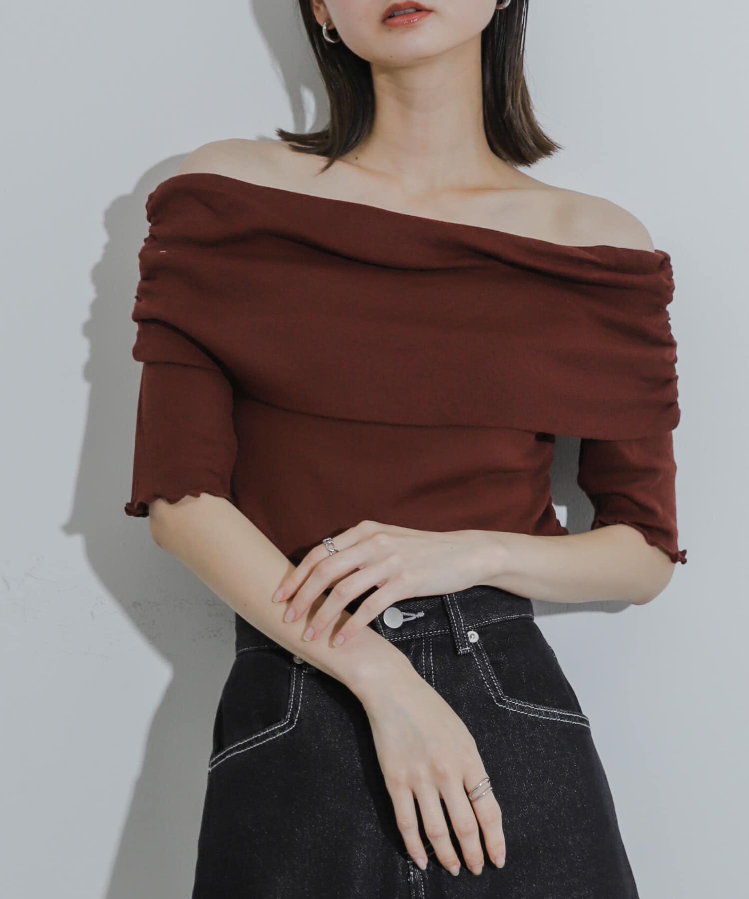 SENSE OF PLACE by URBAN RESEARCH「シャーリングオフショルダーシアートップ」|Tシャツ・カットソー|ブラウン