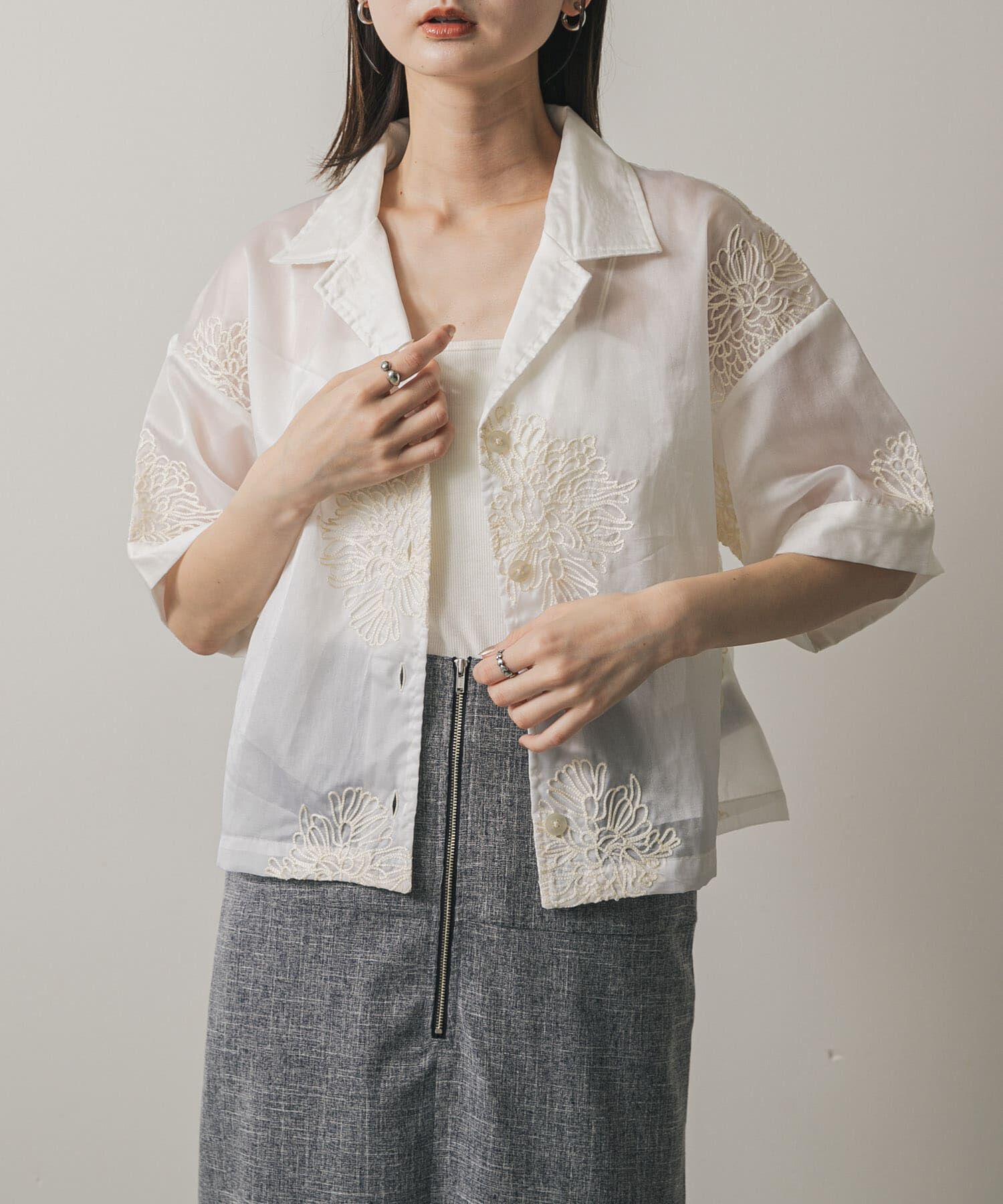 SENSE OF PLACE by URBAN RESEARCH「インドシシュウクロップドシャツ」|シャツ・ブラウス|アイボリー