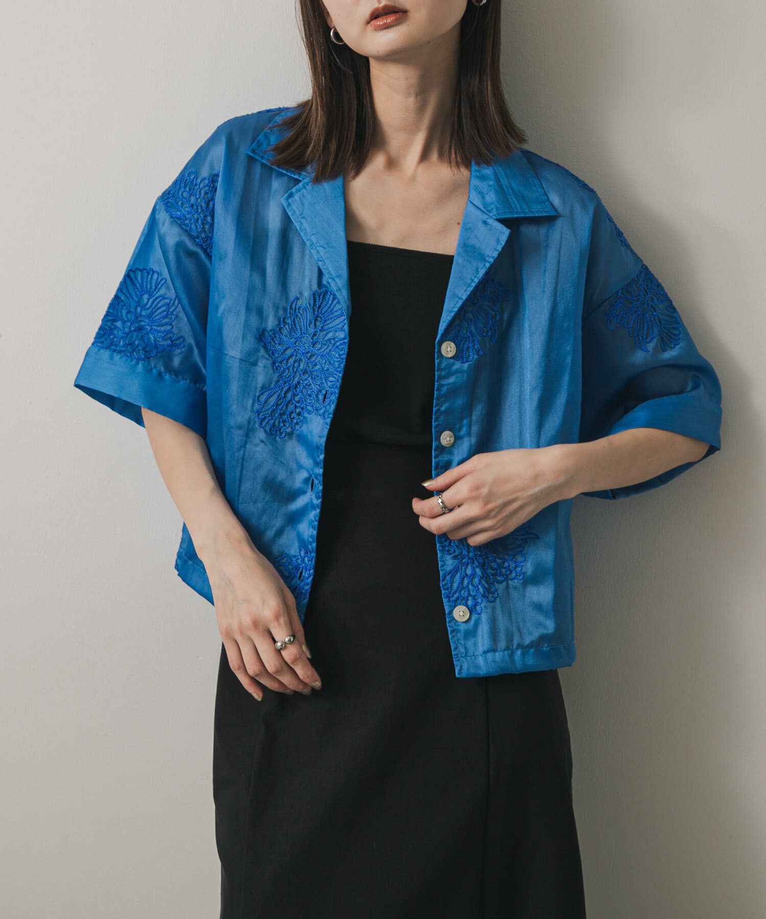 SENSE OF PLACE by URBAN RESEARCH「インドシシュウクロップドシャツ」|シャツ・ブラウス|ブルー