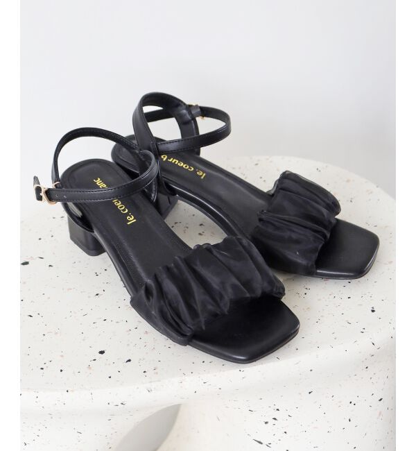  「《WEB限定アイテム》ギャザーストラップサンダル」|サンダル|