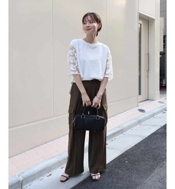  「《手洗い可能》スリーブシアーレースプルオーバー」|Tシャツ・カットソー|