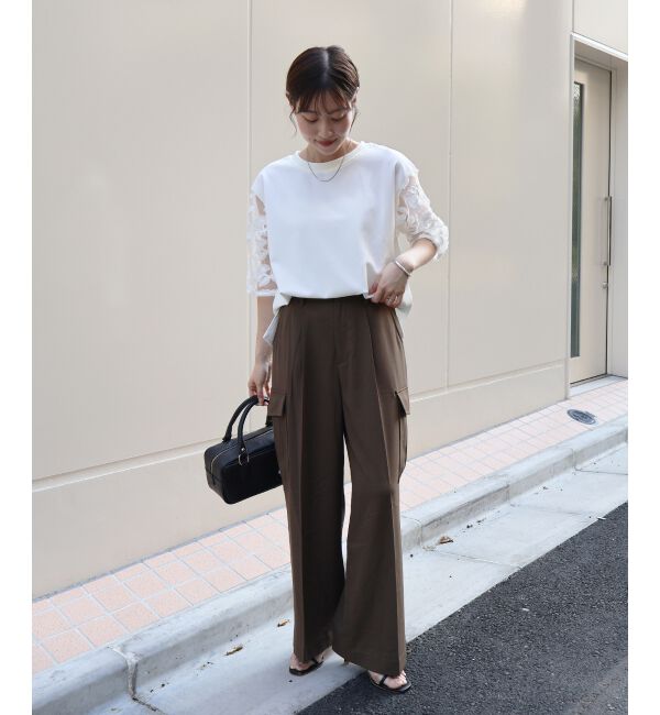  「《手洗い可能》スリーブシアーレースプルオーバー」|Tシャツ・カットソー|