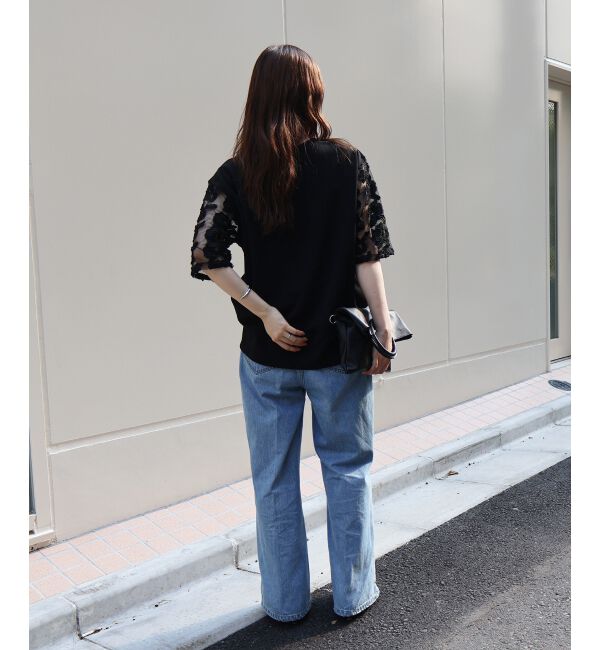  「《手洗い可能》スリーブシアーレースプルオーバー」|Tシャツ・カットソー|