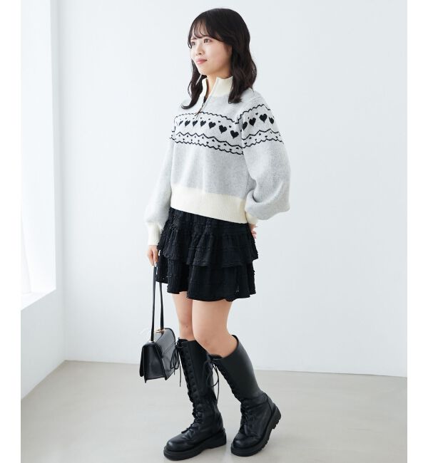 MAJESTICLEGON「ハートジャカードハーフジップニット」|ニット・セーター|ｱｲﾎﾞﾘｰ柄