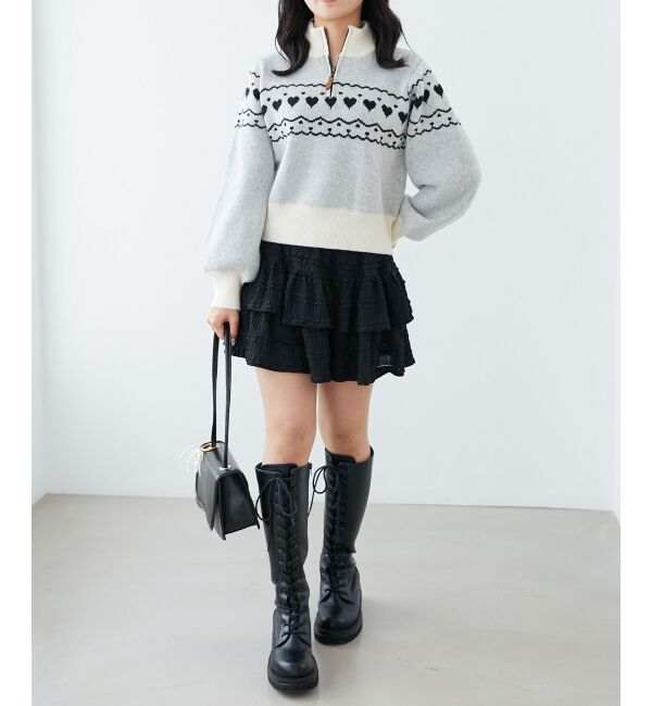 MAJESTICLEGON「ハートジャカードハーフジップニット」|ニット・セーター|