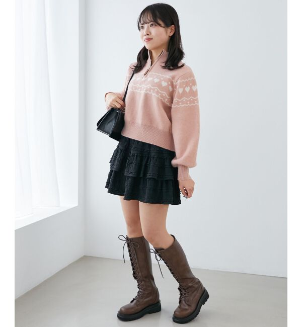 MAJESTICLEGON「ハートジャカードハーフジップニット」|ニット・セーター|