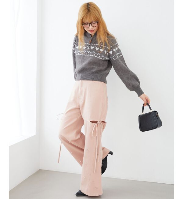 MAJESTICLEGON「ハートジャカードハーフジップニット」|ニット・セーター|