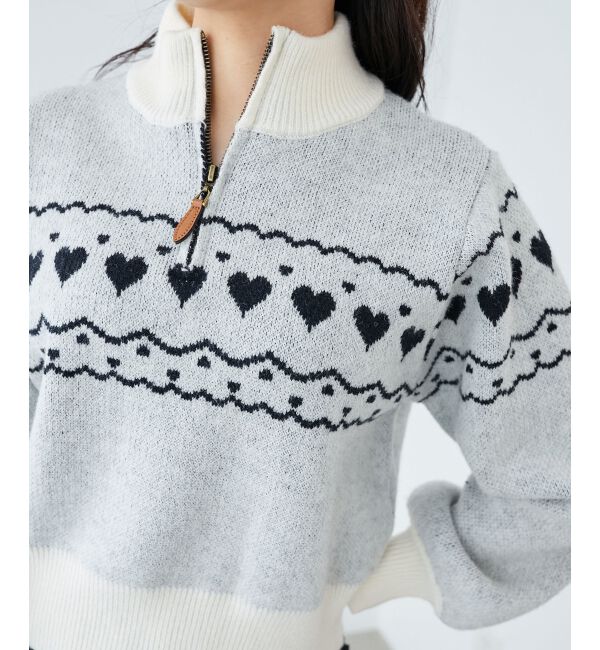 MAJESTICLEGON「ハートジャカードハーフジップニット」|ニット・セーター|