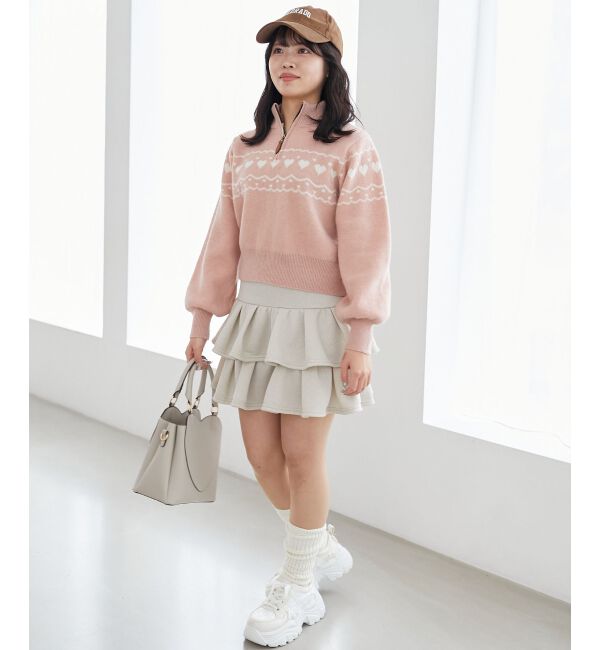 MAJESTICLEGON「ハートジャカードハーフジップニット」|ニット・セーター|