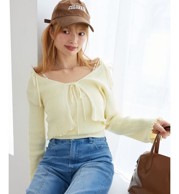  「パールチェーンキャミセットカーディガン」|カーディガン|