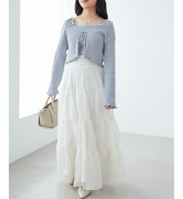  「パールチェーンキャミセットカーディガン」|カーディガン|