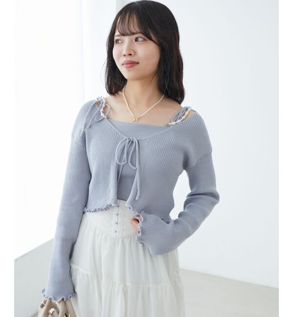  「パールチェーンキャミセットカーディガン」|カーディガン|