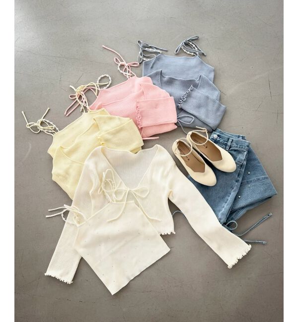  「パールチェーンキャミセットカーディガン」|カーディガン|