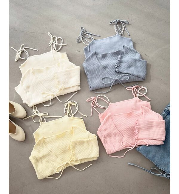  「パールチェーンキャミセットカーディガン」|カーディガン|