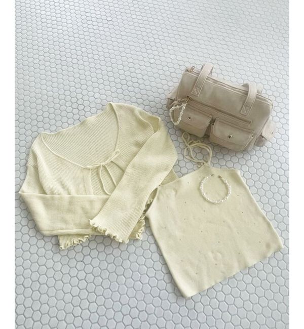  「パールチェーンキャミセットカーディガン」|カーディガン|