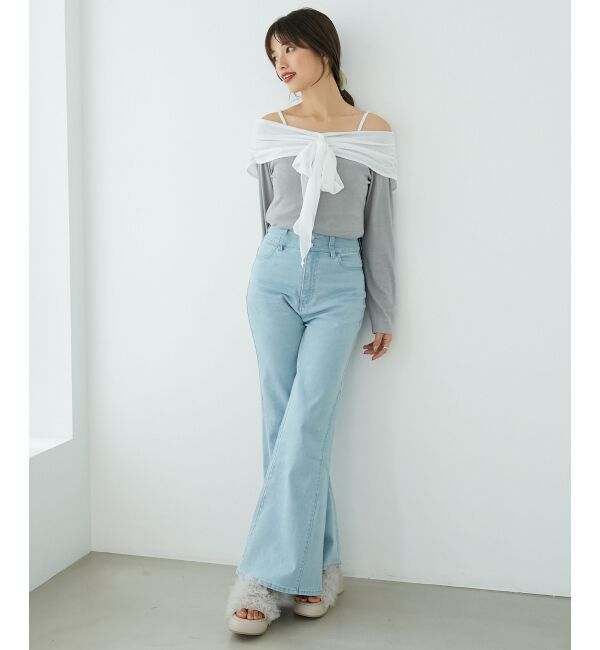  「オフショルリボントップス」|Tシャツ・カットソー|