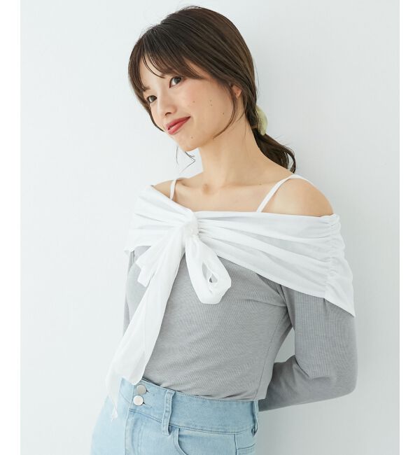  「オフショルリボントップス」|Tシャツ・カットソー|