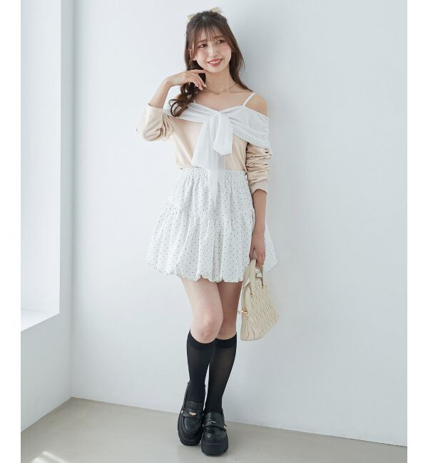  「オフショルリボントップス」|Tシャツ・カットソー|