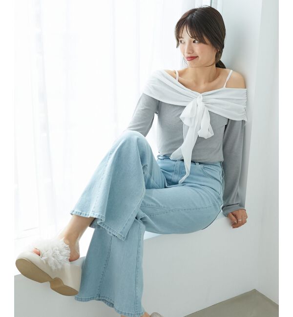  「オフショルリボントップス」|Tシャツ・カットソー|