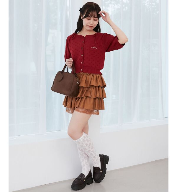  「ウエストリブ裾レースフリルミニスカート」|スカート|