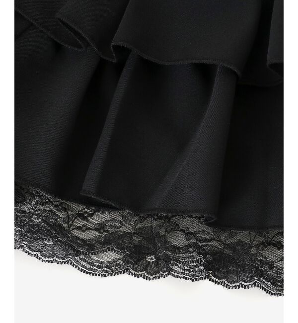  「ウエストリブ裾レースフリルミニスカート」|スカート|