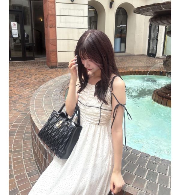  「バイカラーリボンキャミワンピース」|ワンピース|