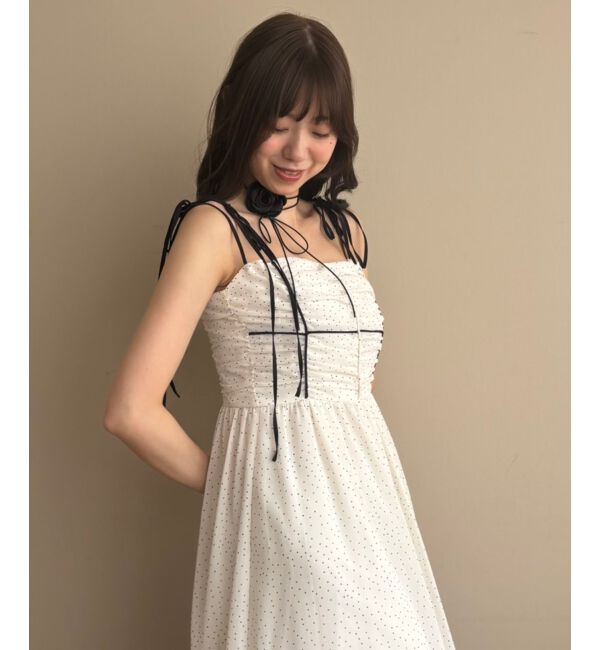  「バイカラーリボンキャミワンピース」|ワンピース|