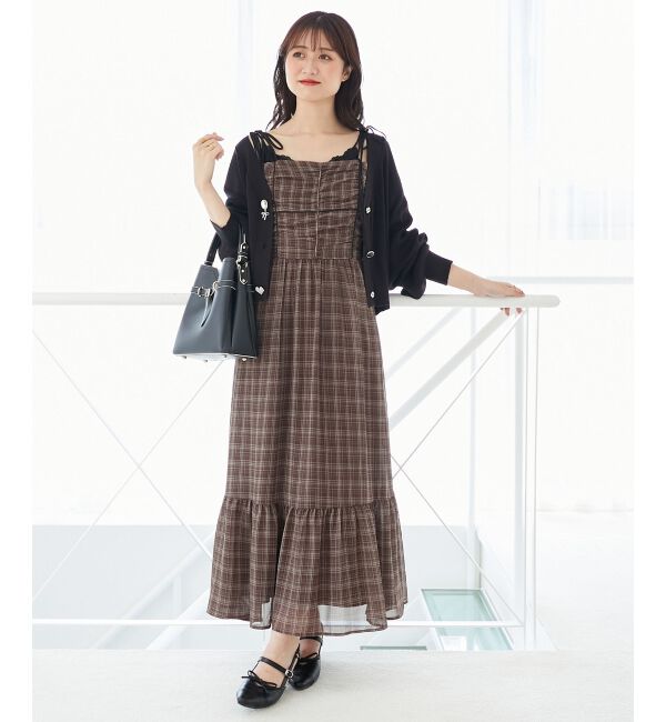  「バイカラーリボンキャミワンピース」|ワンピース|