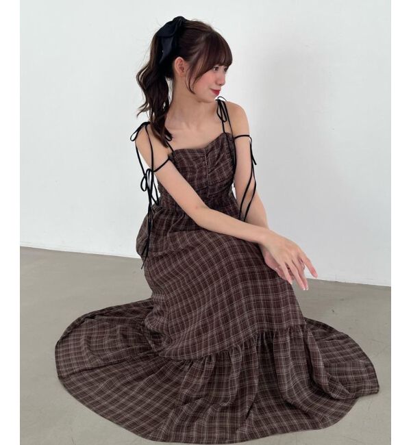  「バイカラーリボンキャミワンピース」|ワンピース|