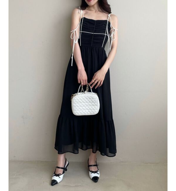  「バイカラーリボンキャミワンピース」|ワンピース|