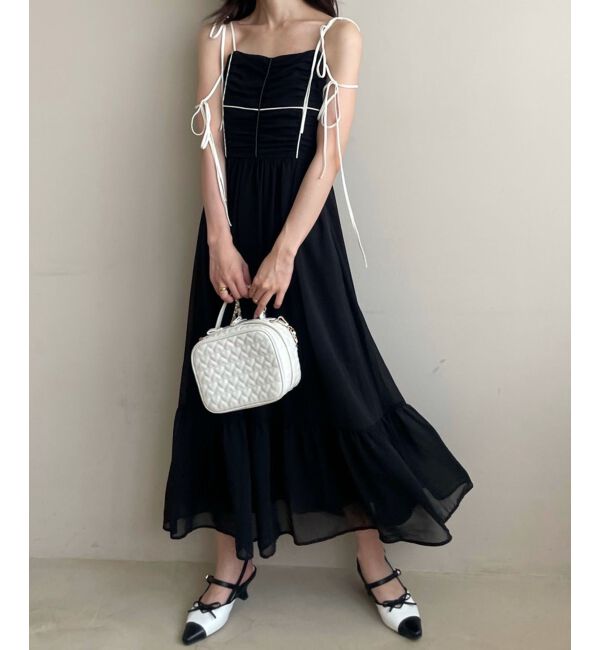  「バイカラーリボンキャミワンピース」|ワンピース|