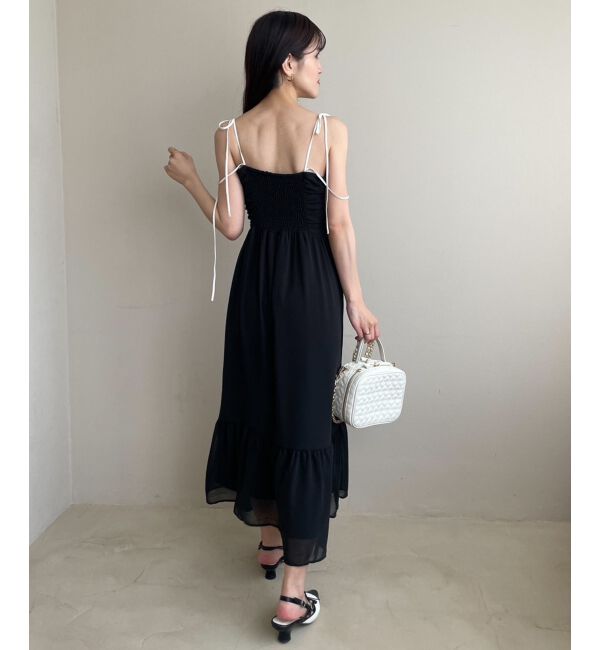  「バイカラーリボンキャミワンピース」|ワンピース|