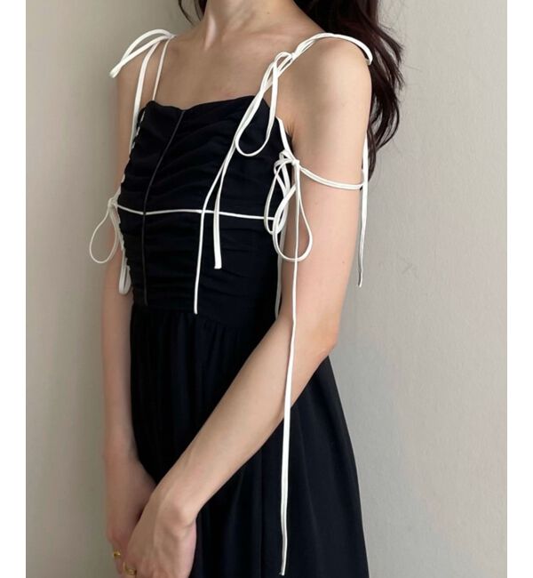  「バイカラーリボンキャミワンピース」|ワンピース|