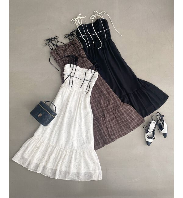  「バイカラーリボンキャミワンピース」|ワンピース|