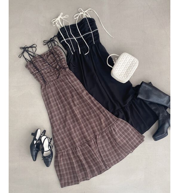  「バイカラーリボンキャミワンピース」|ワンピース|