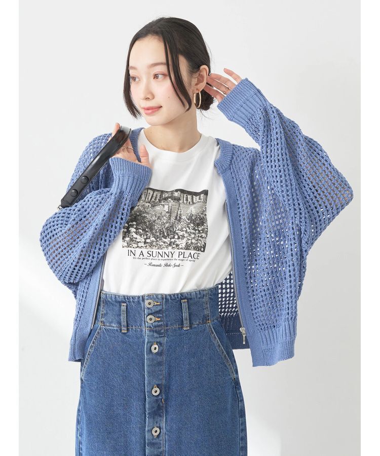 earth music&ecology「メッシュジップカーディガン」|カーディガン|