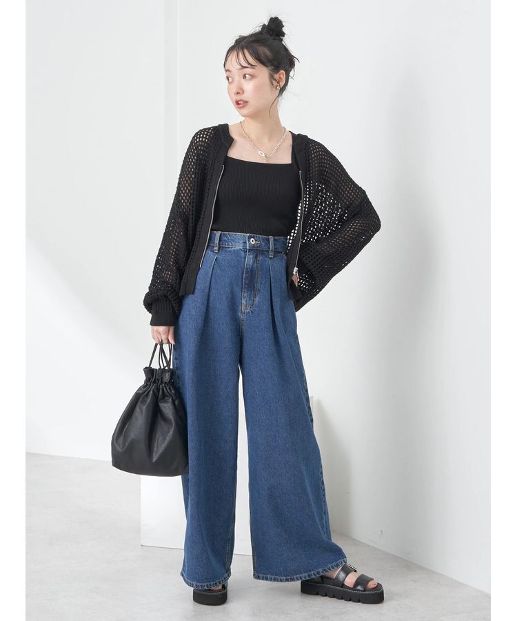 earth music&ecology「メッシュジップカーディガン」|カーディガン|
