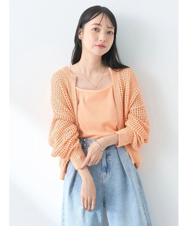 earth music&ecology「メッシュジップカーディガン」|カーディガン|