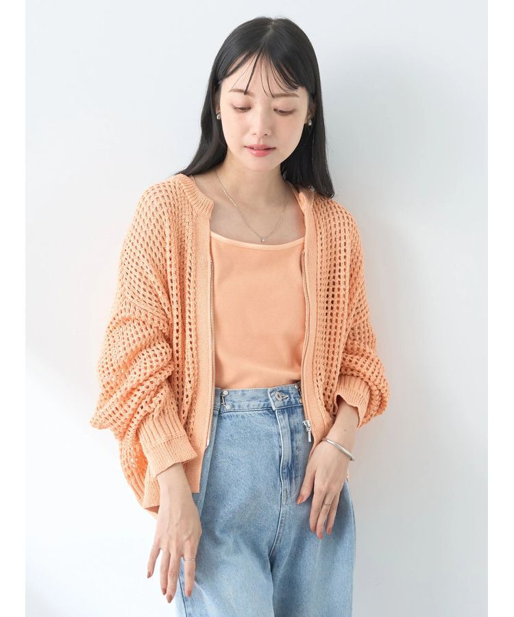 earth music&ecology「メッシュジップカーディガン」|カーディガン|