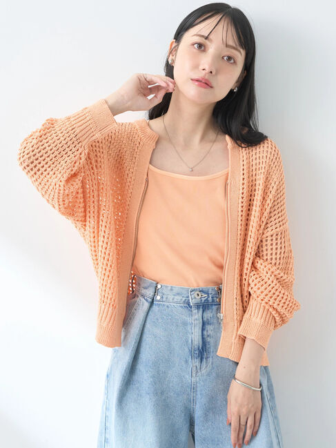 earth music&ecology「メッシュジップカーディガン」|カーディガン|