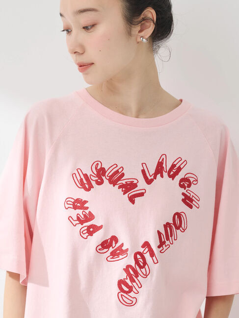 earth music&ecology「ラメ刺繍ハートロゴT」|Tシャツ・カットソー|