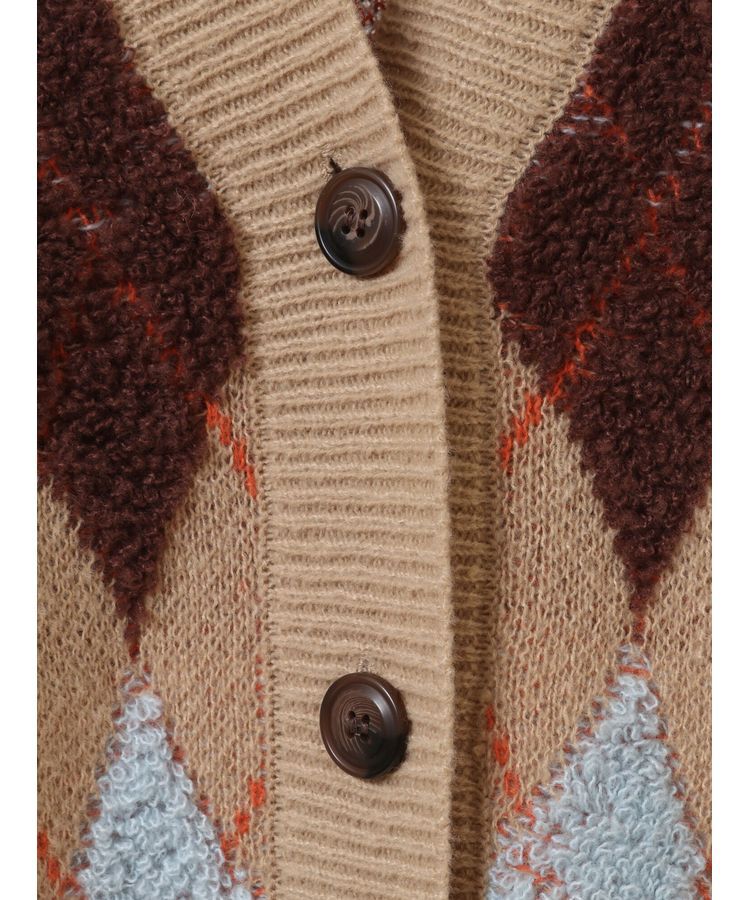 earth music&ecology「ループ編みアーガイルカーディガン」|カーディガン|