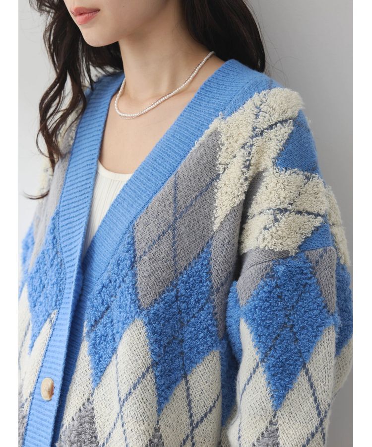 earth music&ecology「ループ編みアーガイルカーディガン」|カーディガン|