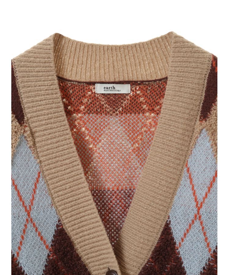 earth music&ecology「ループ編みアーガイルカーディガン」|カーディガン|