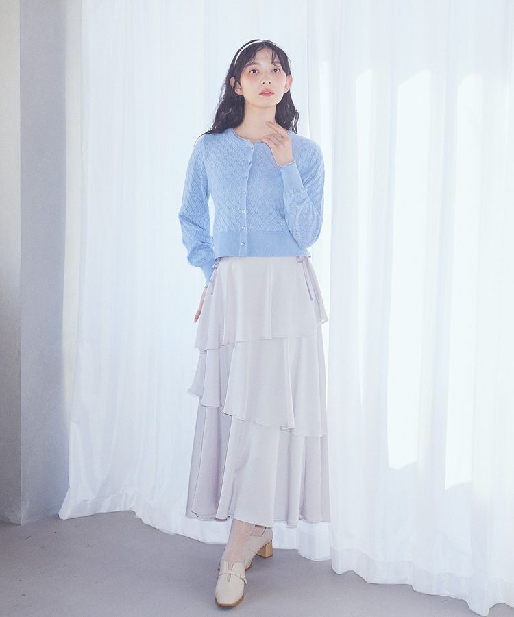 earth music&ecology「サイドリボンティアードスカート」|フレア|