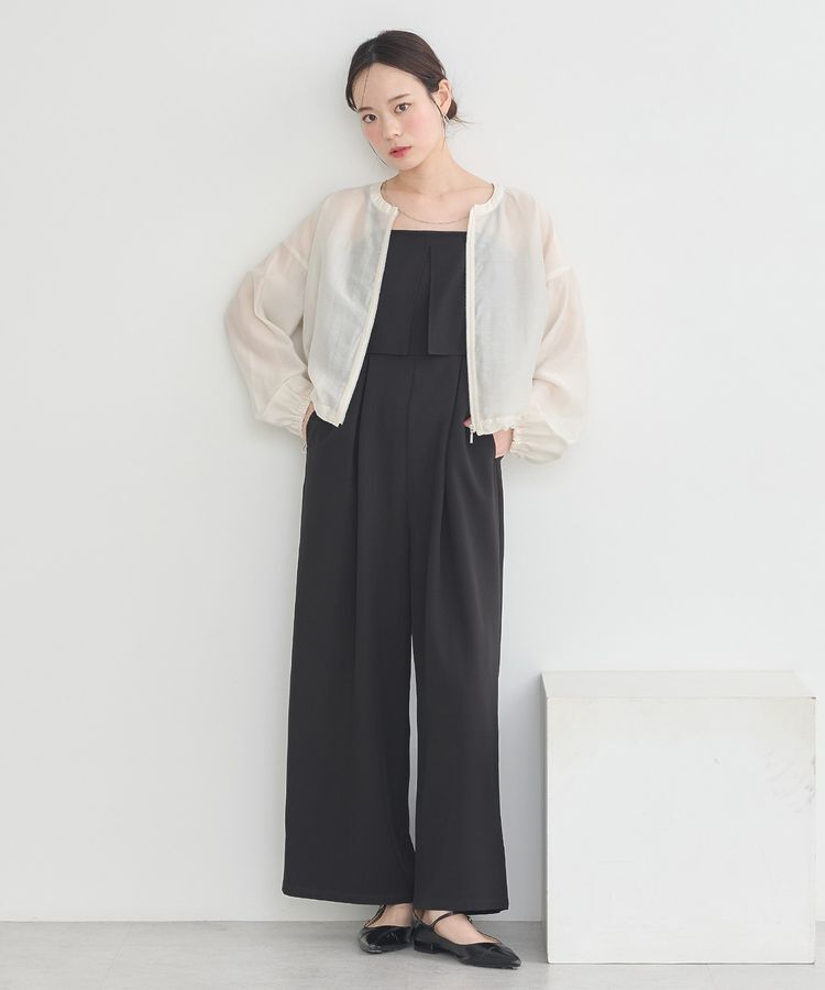 earth music&ecology「デザインキャミサロペット」|オールインワン|Black